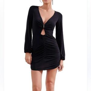Vix Mikka Cut Out Mini Dress - NWT Chic Black Ruche
